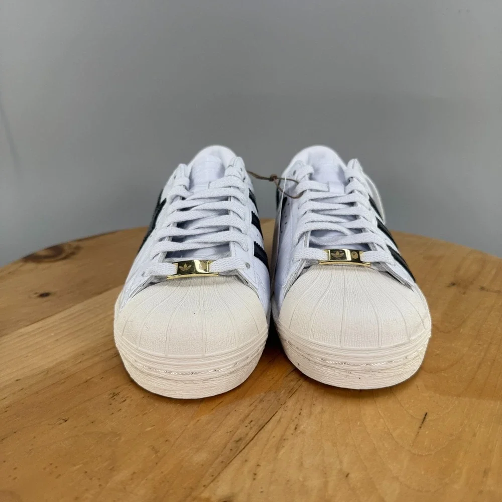Mens 7 / Womens 8 - Adidas BAPE x Superstar Vintage Shoes White Black Gold NEW